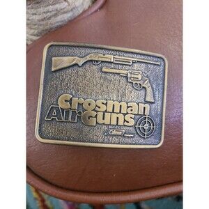 Vtg Crossman Air Guns Brass Belt Buckle Century Canada 2x2.75" Canada Coleman